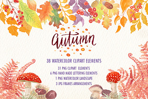 Autumn watercolor clipart set