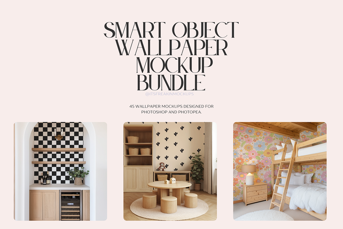 Smart Object Wallpaper Mockup Bundle, a Household Mockup by ItsFreakinMockups (Photo 1 of 7)