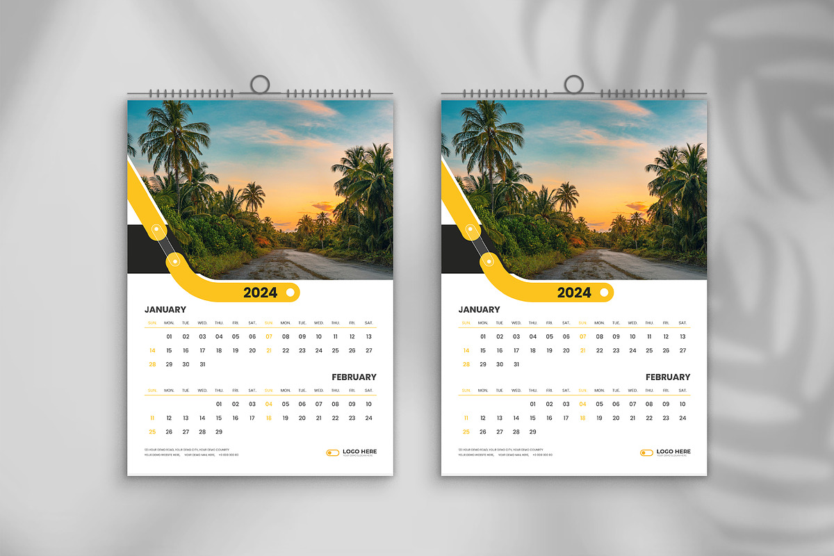 2024 wall calendar design template, a Stationery Template by Tanmoy Topu
