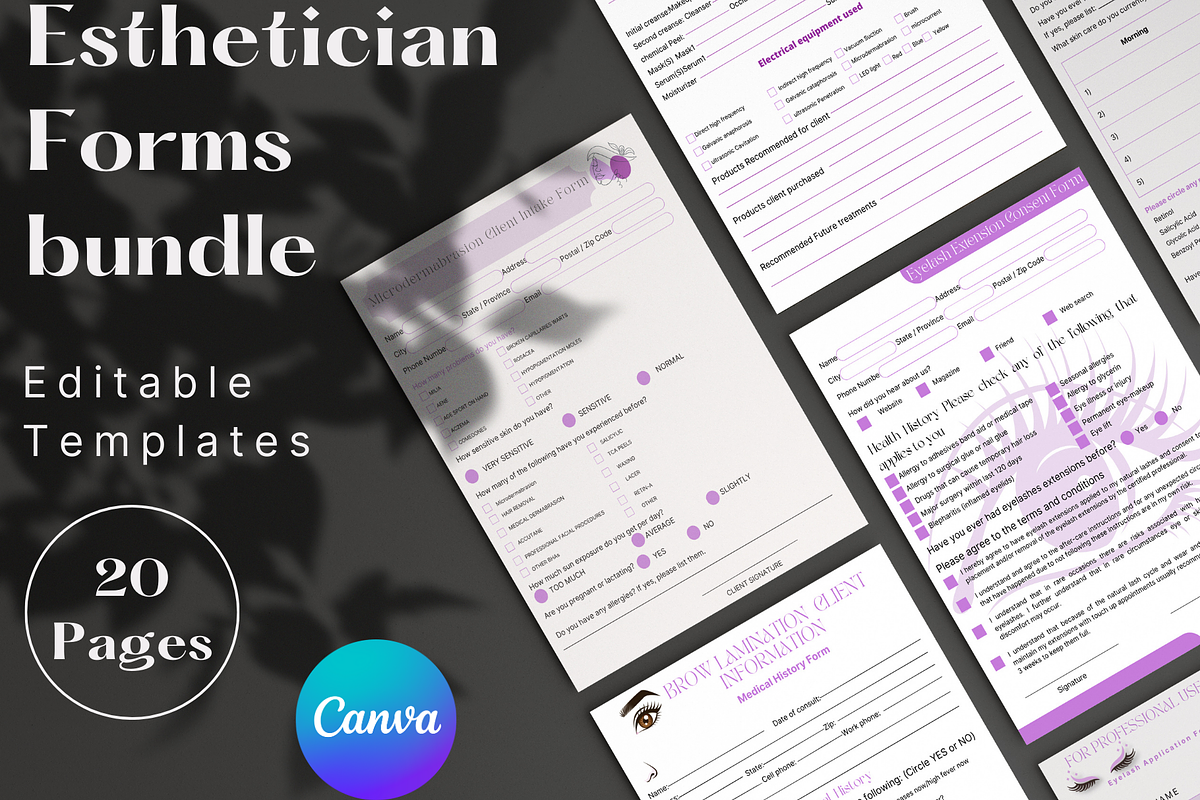 Aesthetician Business Forms Bundle, a Stationery Template by Prodesign (Photo 2 of 15)