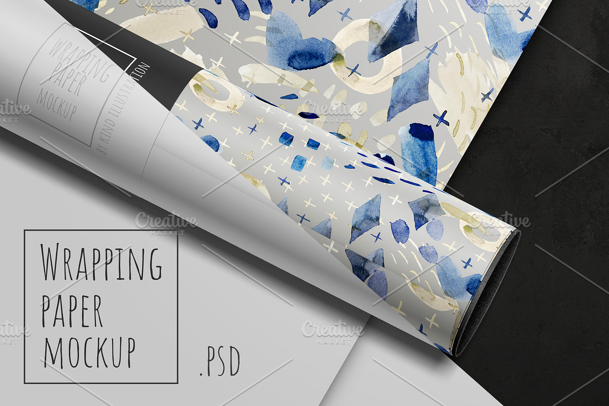Wrapping paper mockup, a Mockup by ⚞ Kind Illustration ⚟ (Photo 1 of 6)