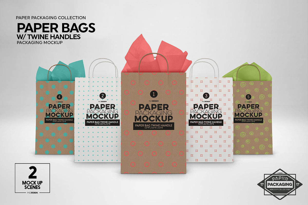 Paper Bags Twine Handles Mockup, a Packaging Mockup by INCDesign (Photo 4 of 10)
