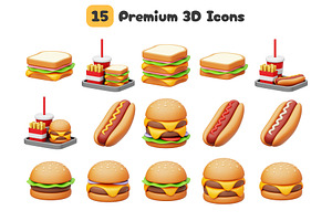 Fast Food 3D Icons