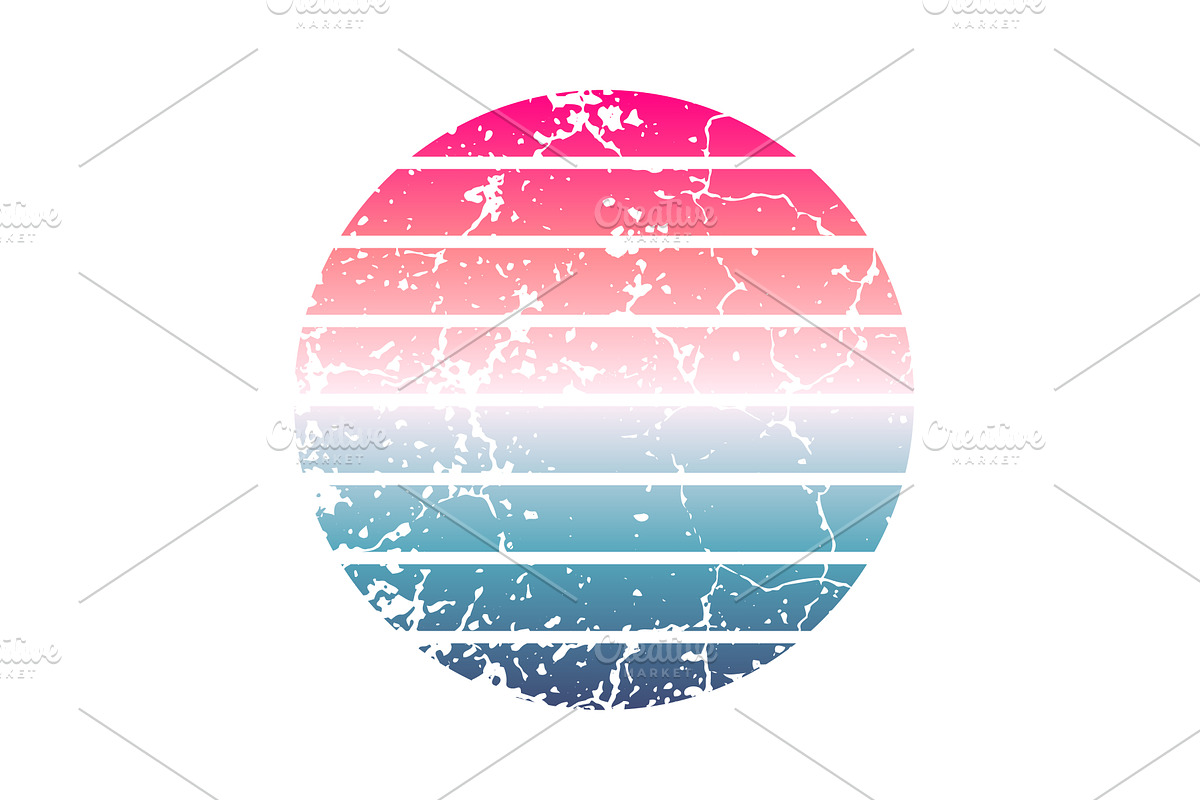 Vintage colorful sunset. Striped, an Object Illustration by 32pixels