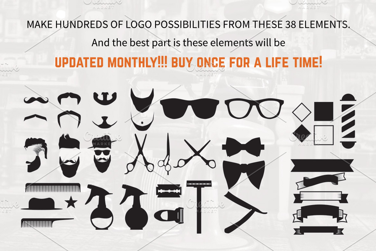 Barber Shop Logo Kit + BONUS, a Branding & Logo Template by MockUpgrade (Photo 2 of 6)