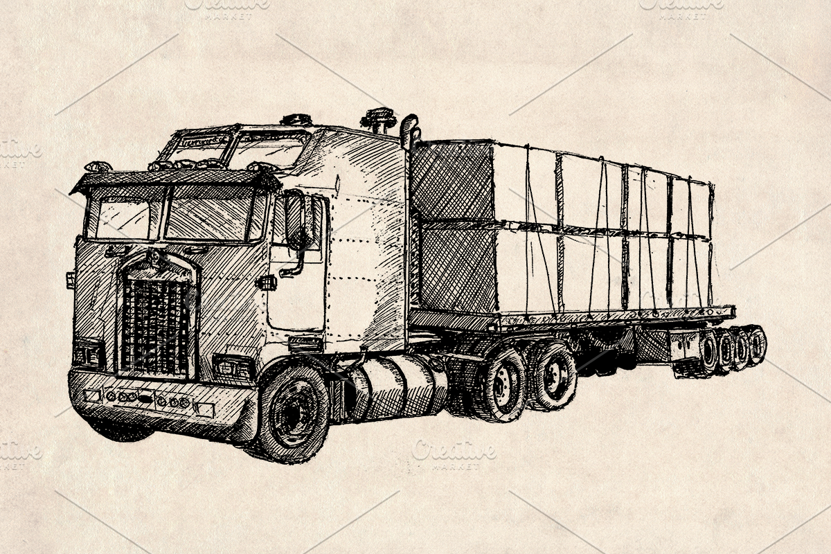 American Trucks Drawings Pack, an Illustration by Doggy Days (Photo 3 of 7)