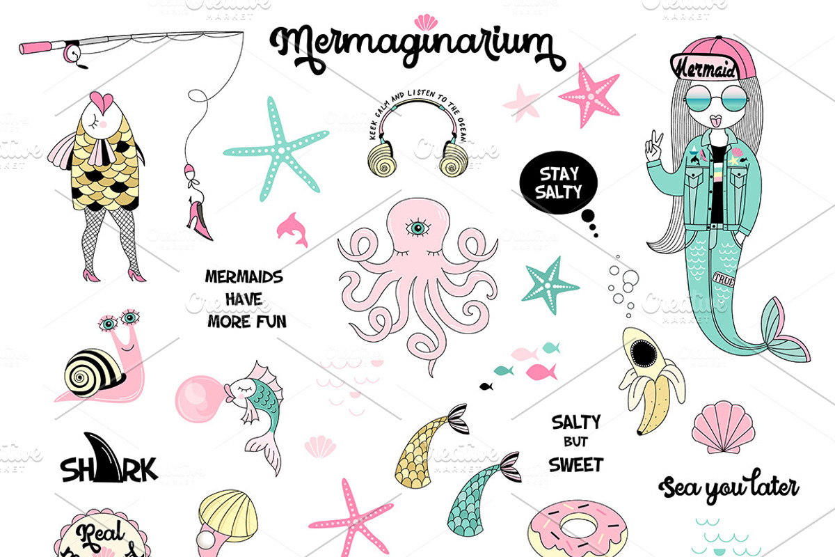 Whimsical underwater cliparts kit, an Illustration by @olga.angelloz (Photo 2 of 4)