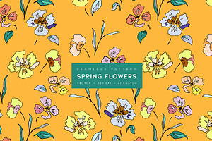 Spring Flowers Vector Pattern