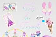 Trip &travel watercolor clip art set, an Illustration by AnastasiyaOleynik (Thumbnail 2 of 6)