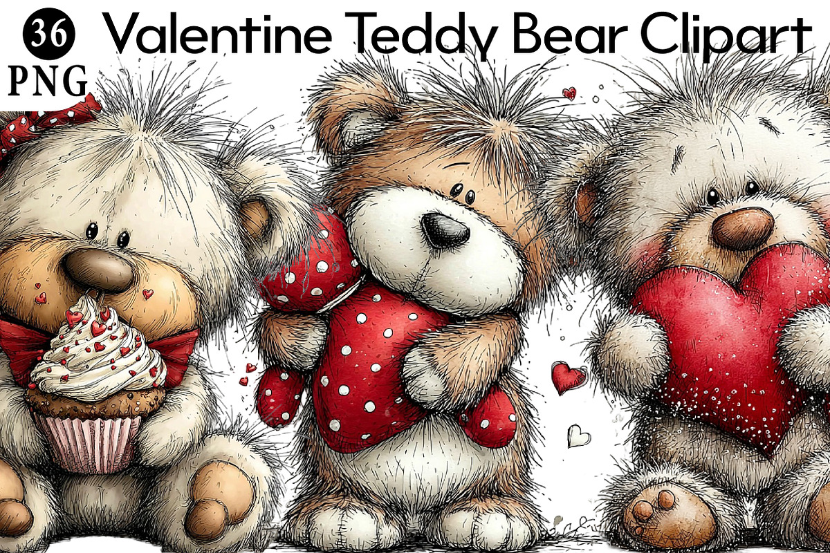 Valentine Teddy Bear Clipart, an Illustration by Daily.Designs (Photo 1 of 8)