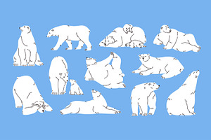 Cute white polar bears set, patterns, an Animal Illustration by PaperTrident