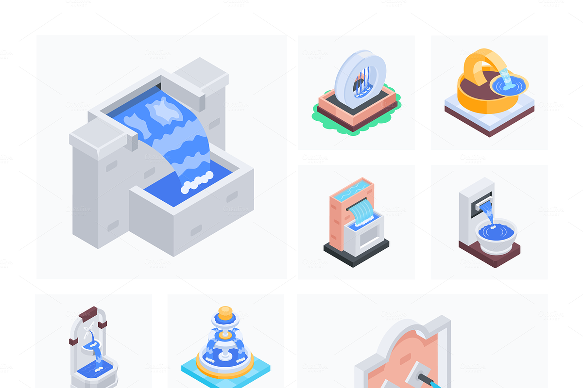 Animated Isometric Fountain Icons, a Duotone Icon by Vectors Market (Photo 5 of 9)