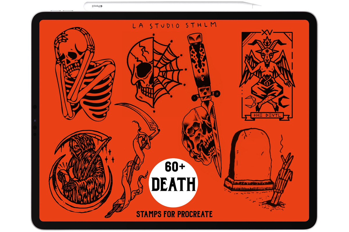 Death - Tattoo Flash Stamp Set, a Brush Add-On by LA Studio Sthlm (Photo 1 of 3)
