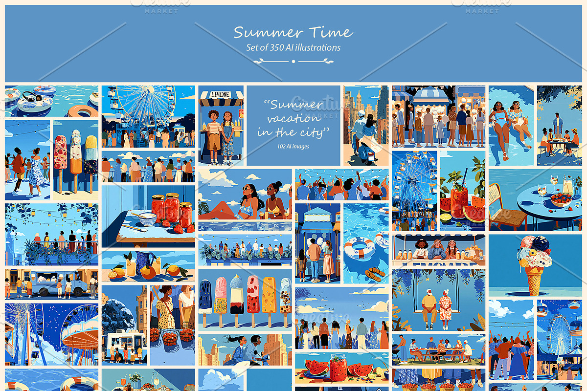 Summer- 350 AI illustrations, a Seasonal Illustration by Pundateam (Photo 5 of 9)