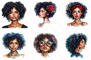 Watercolor Black Afro Girl Clipart, an Illustration by DreamPrint404 (Thumbnail 6 of 7)