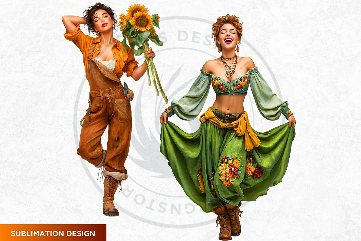 Sunflower Beauties Complete Cliparts, a Person Illustration by ThatsDesignArt (Photo 9 of 16)
