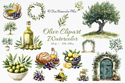 Olive Watercolor Clipart, a Food Illustration by Douce Créativité (Thumbnail 1 of 6)