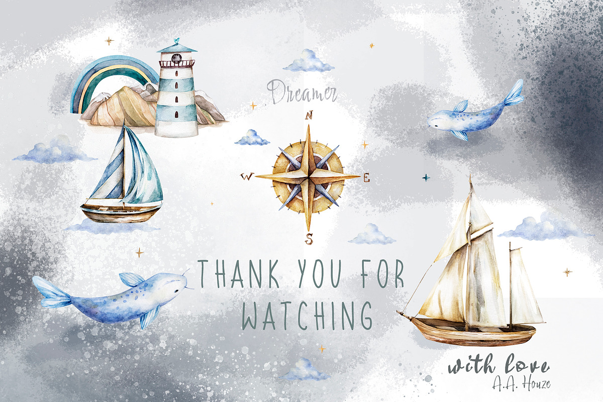 Ship. Dream adventure.Watercolor set, an Illustration by Ann Art Houze (Photo 8 of 8)
