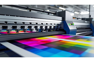 A printing machine with a colorful, a Technology Photo by tilialucida