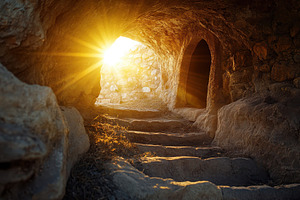 Empty tomb of Jesus Christ reflectin, a Photo by Pavel_design