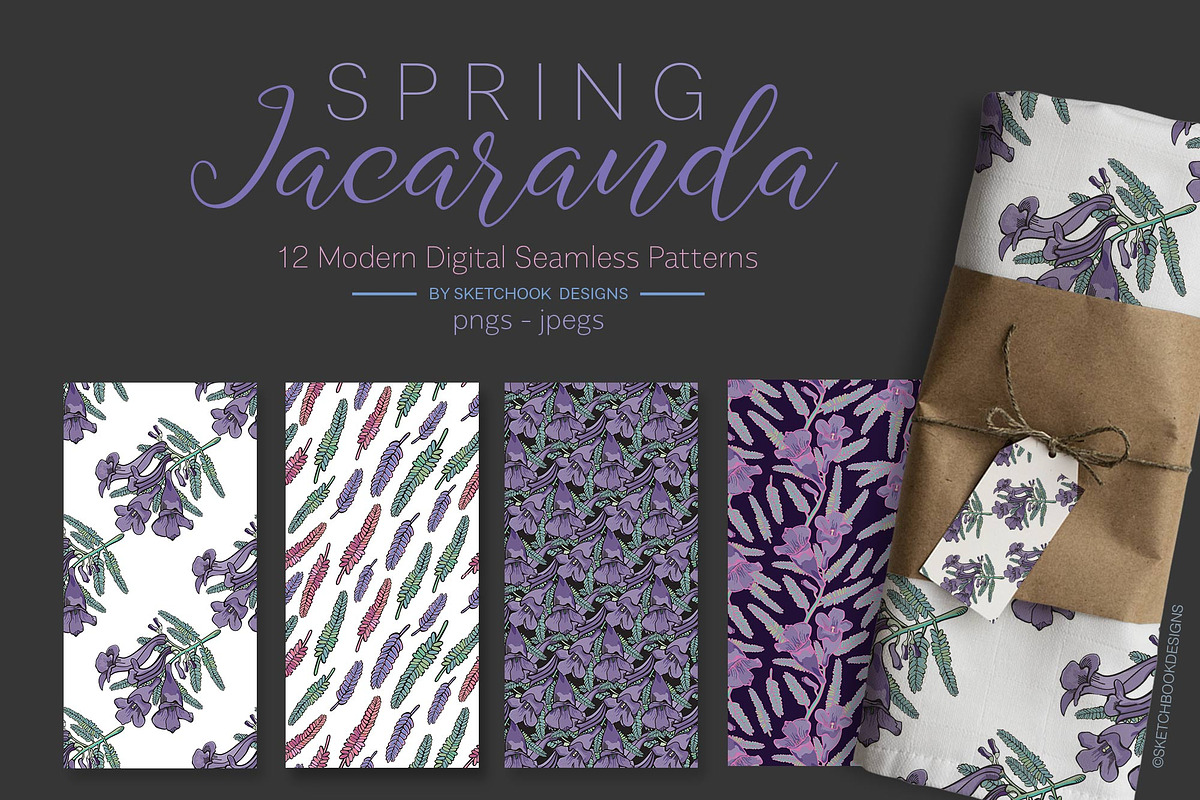 Spring Jacaranda Seamless Patterns, a Pattern Graphic by Sketchbook Designs (Photo 5 of 9)