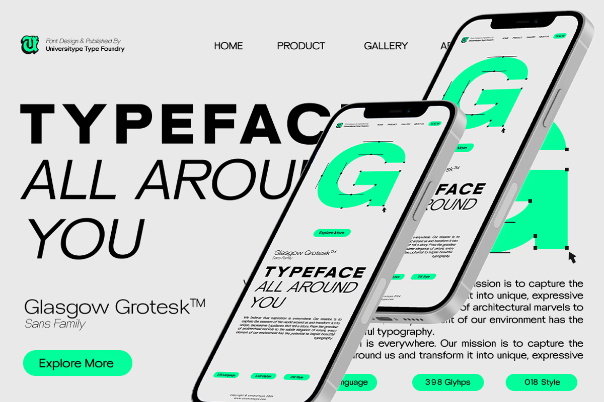 UT Glasgow Grotesk Family Font, a Sans Serif Font by Universitype (Photo 4 of 7)