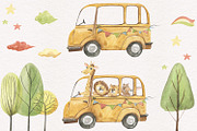 Animals in the car, an Illustration by Love Watercolor Store (Thumbnail 4 of 15)