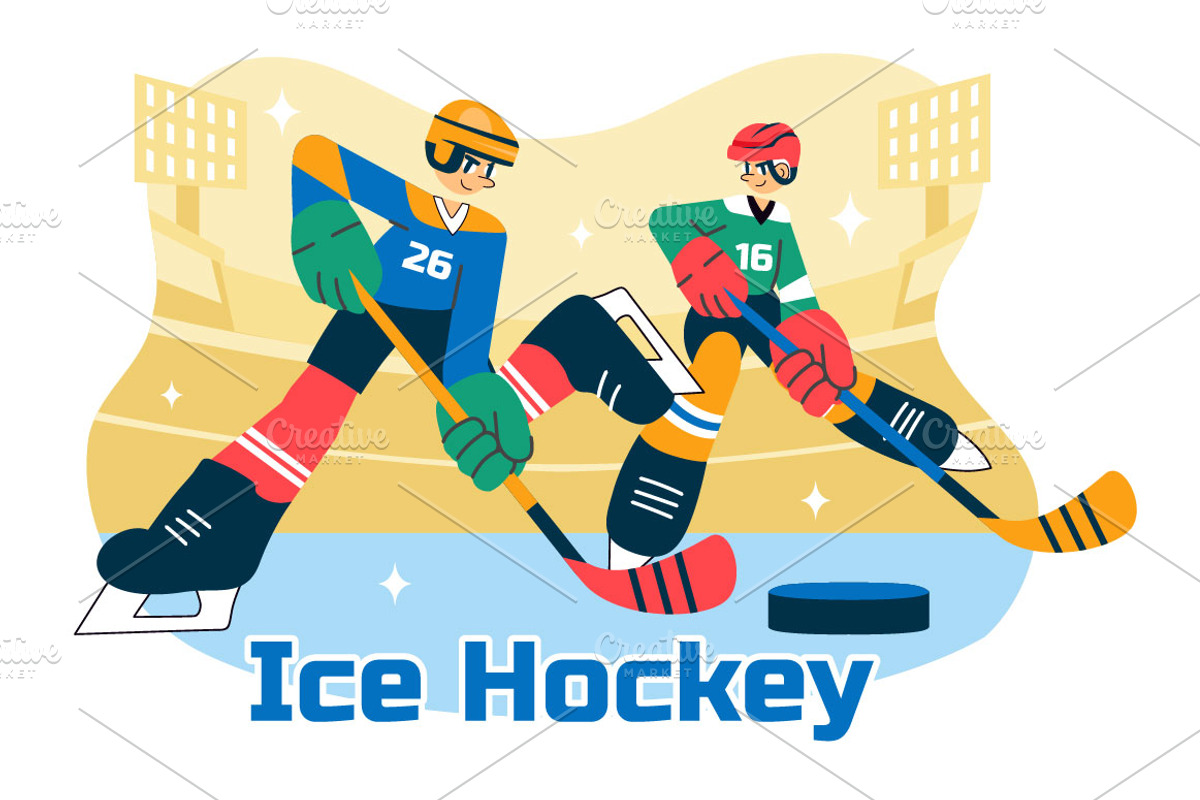 10 Ice Hockey Player Illustration, a Sport Illustration by denayunebgt (Photo 4 of 4)