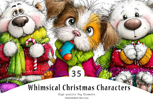 Whimsical Christmas Characters, a Seasonal Illustration by CreationArt