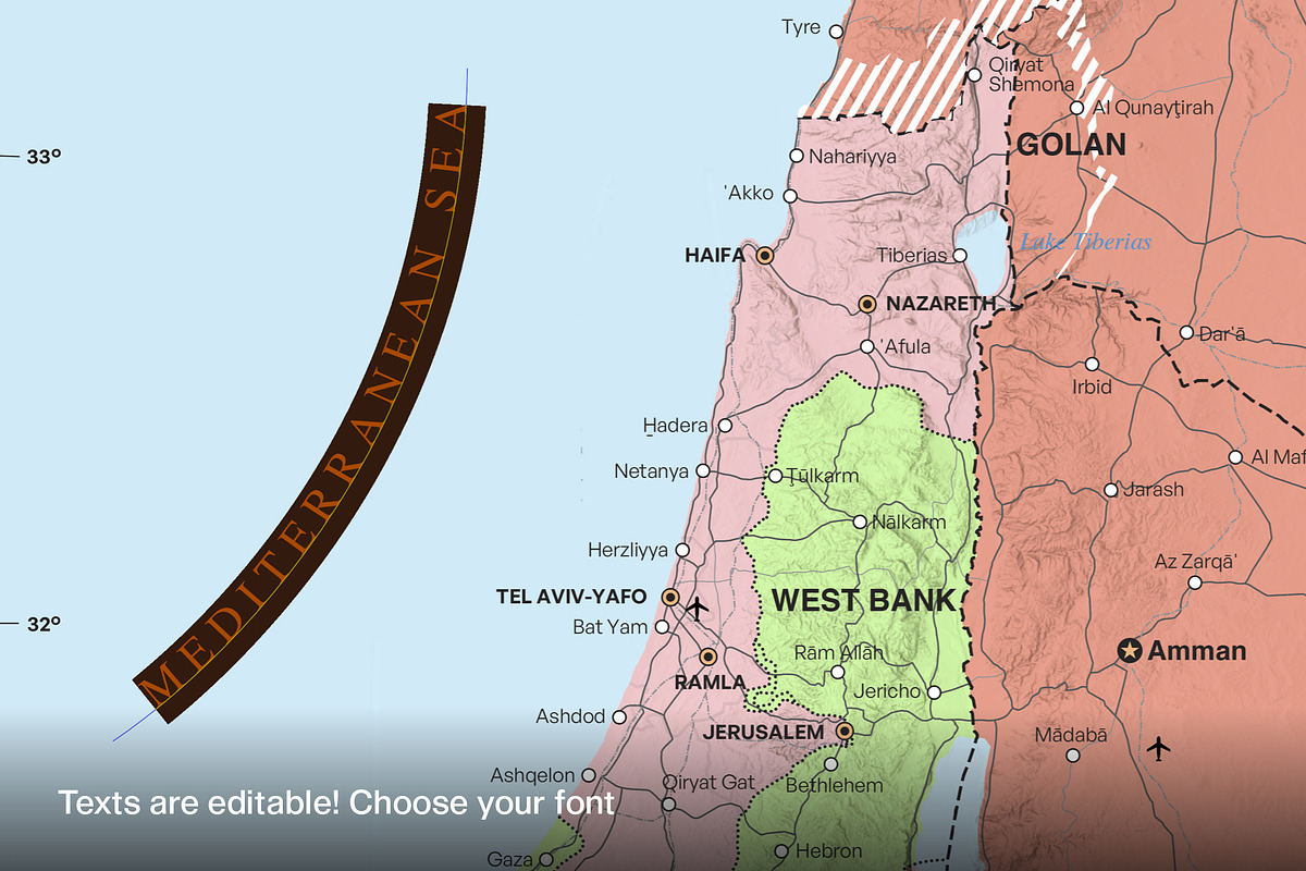 Israel Palestine vector map, a Work Illustration by Fucina™ (Photo 5 of 7)