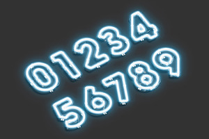 Blue Neon Number Symbols 3D Model