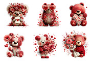 Flowers Valentine Teddy Bear Clipart, an Illustration by Dream Creation (Thumbnail 5 of 6)