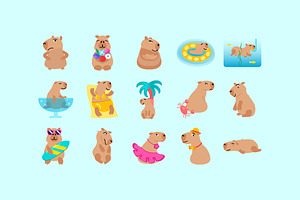 Capybara Set, an Illustration by barsrsind