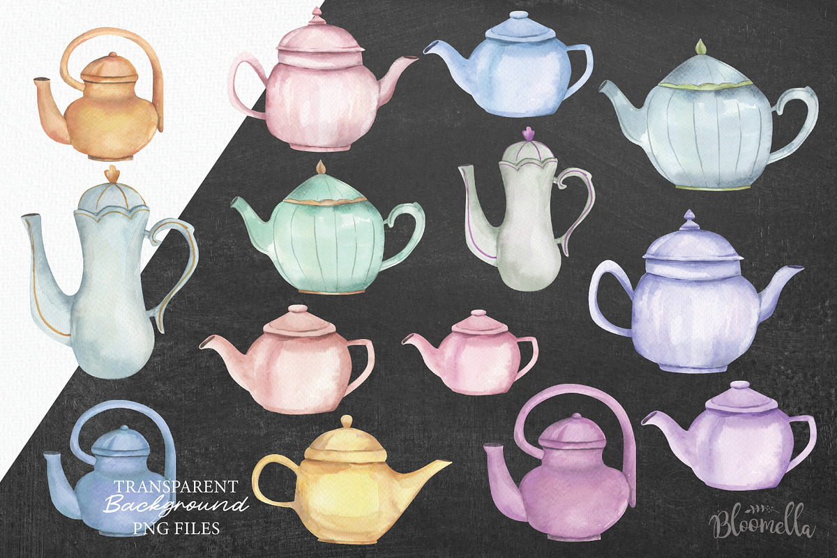 Watercolor Teapot Flower Floral, an Object Illustration by Bloomella (Photo 5 of 8)