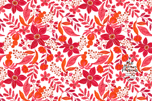 Red Autumn Gouache Patterns