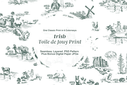 Irish Toile de Jouy Pattern Set, a Background Graphic by Hughes Studio (Thumbnail 1 of 9)