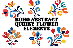 Boho Abstract Flower Elements