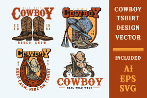 Cowboy Hand Drawn vintage logo, a Branding & Logo Template by Billah Hub