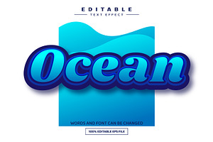 Ocean 3D Editable Text Effect