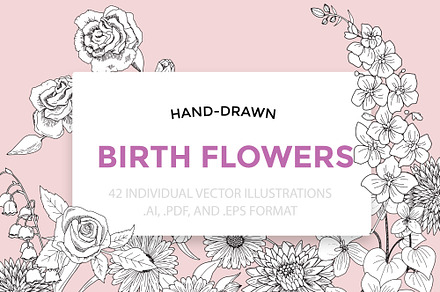 Birth Flower Vector Line Art