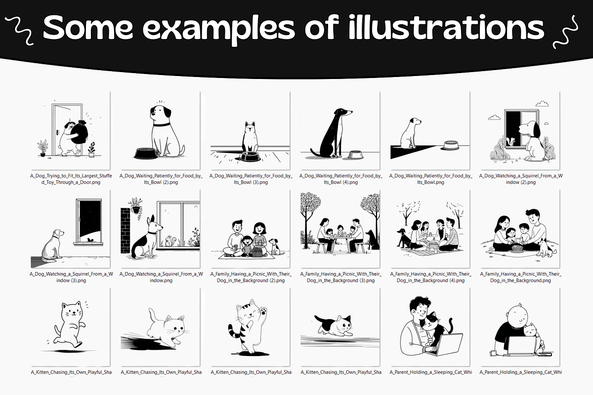 Notion style Cat & Dog Illustrations, an Animal Illustration by DaisyStudio (Photo 8 of 10)
