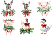 Christmas Farm Animals Clipart, a Seasonal Illustration by CitraGraphics (Thumbnail 3 of 7)