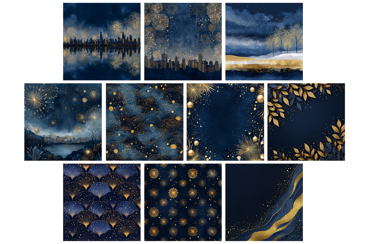 New Year's Midnight Glam Backgrounds, a Background Graphic by NadiaTheronArt (Photo 4 of 5)