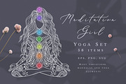 58 items. Meditation Girl set, a Decorative Illustration by anvinoart (Thumbnail 1 of 12)