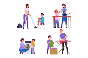 Kids house work. Little homework, a Person Illustration by Onyx