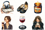 Watercolor Cozy Evening Clipart, an Illustration by OK Design (Thumbnail 3 of 5)