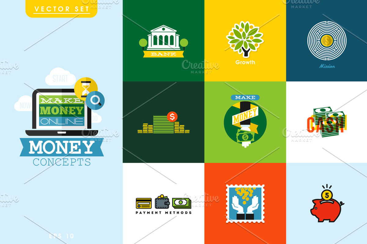 Flat vector money concepts, a Finance Illustration by elena_andreeva