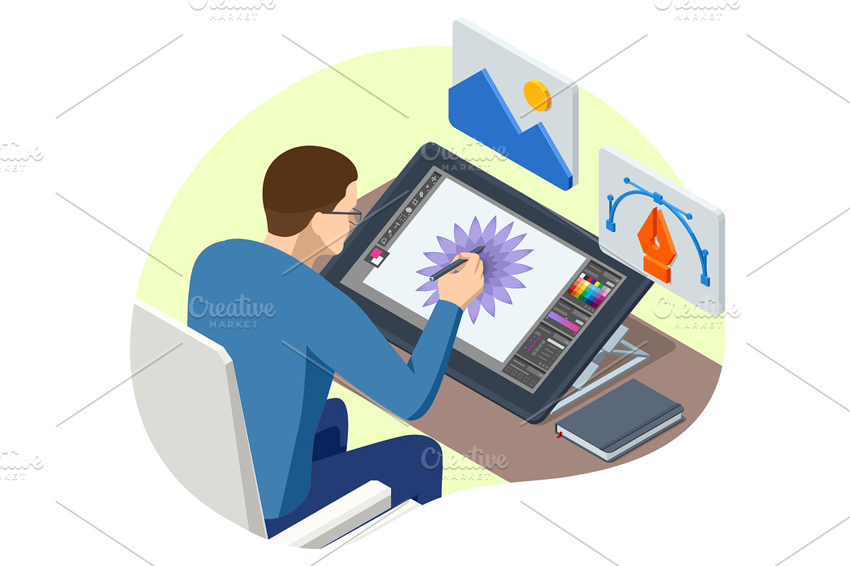 Isometric Graphic design studio, a Technology Illustration by Golden Sikorka