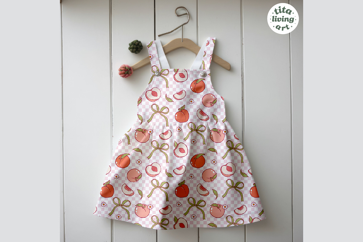 Peach Gingham Seamless Pattern, a Food Illustration by TitaLivingArt (Photo 5 of 10)