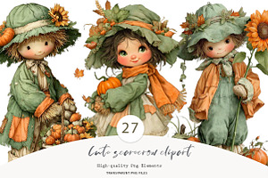 Cute scarecrow clipart, a Seasonal Illustration by CreationArt
